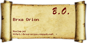 Brxa Orion névjegykártya